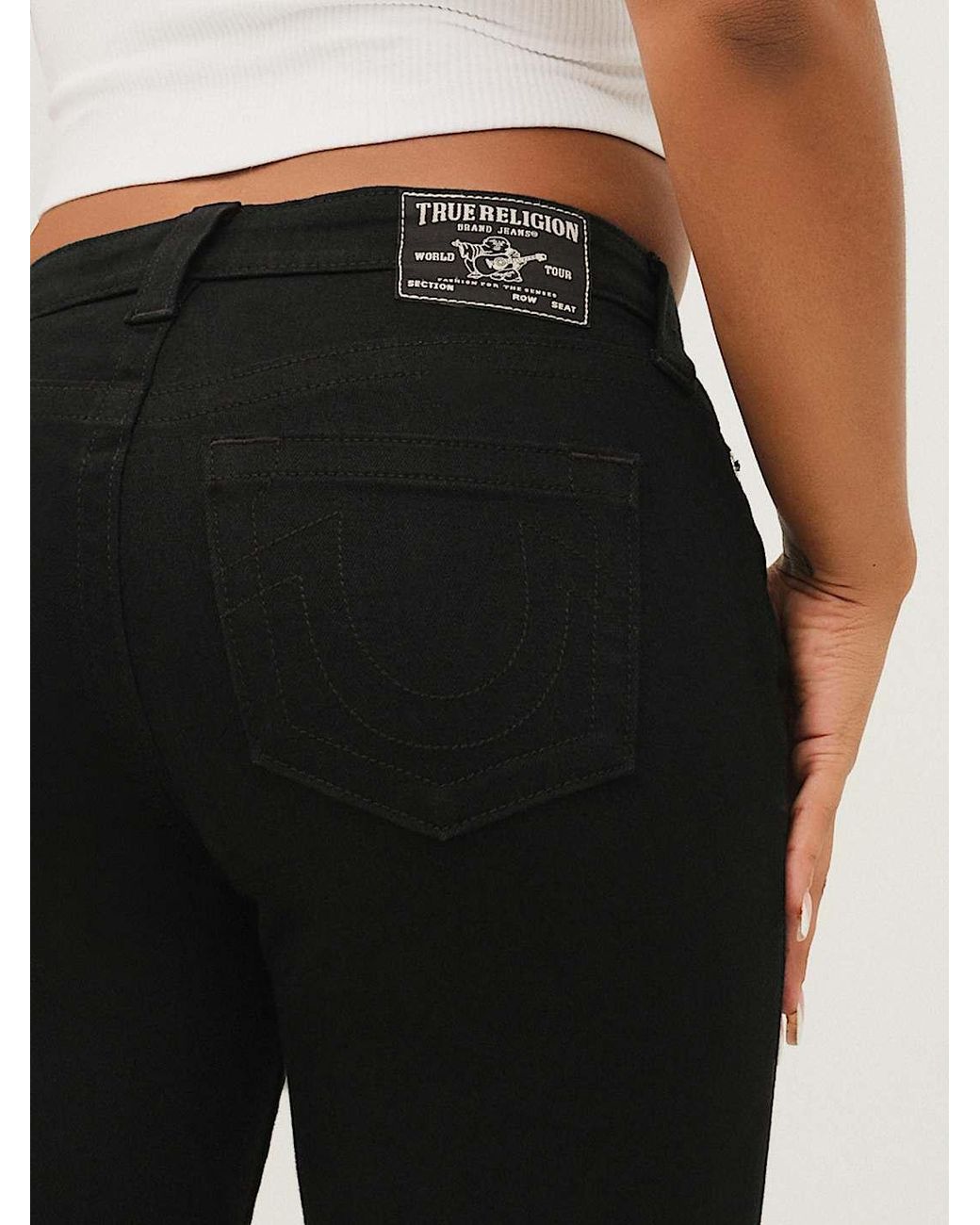 True Religion Black Billie Mid Rise Straight Jean