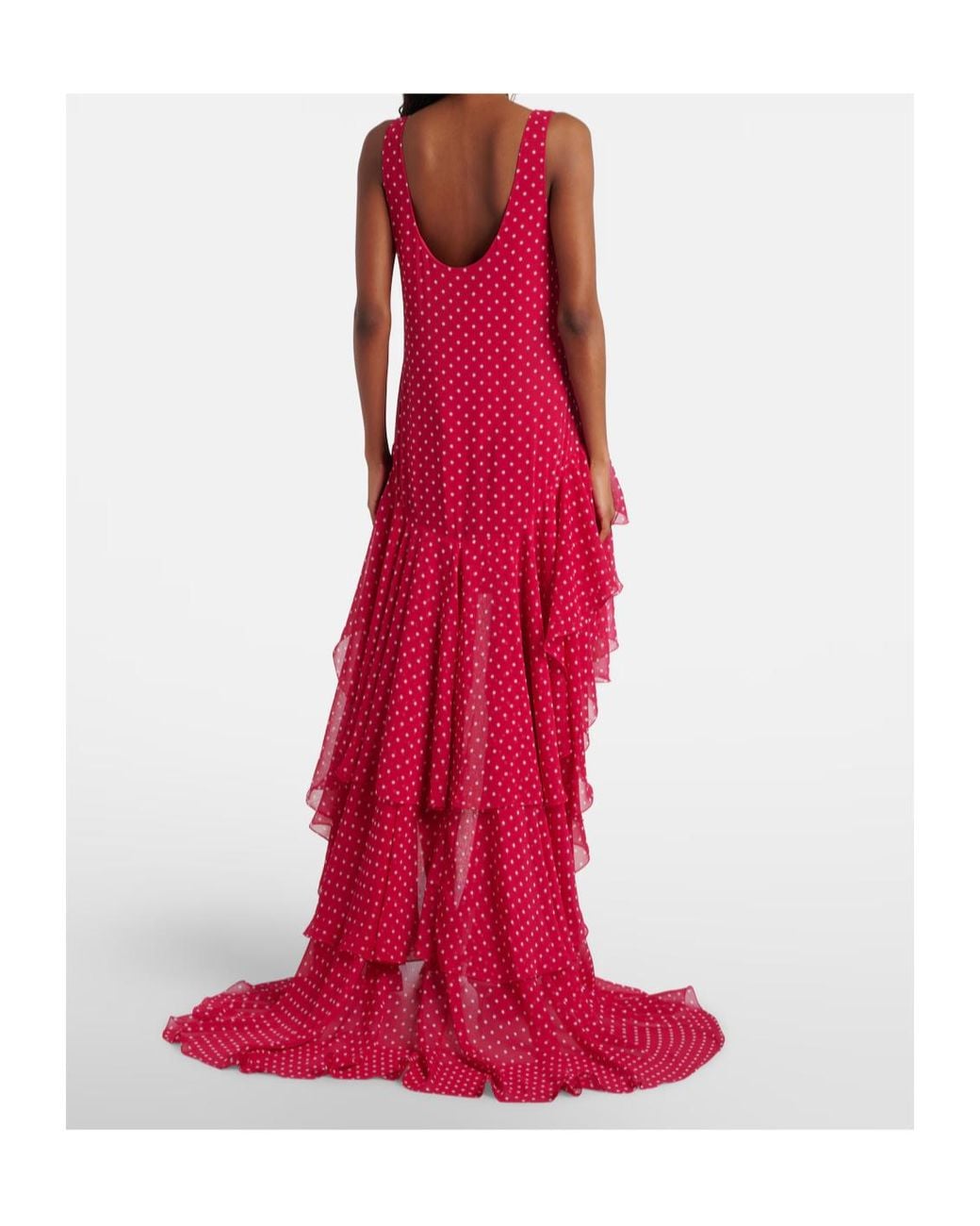 ROTATE BIRGER CHRISTENSEN Red Truut Ruffled Chiffon Midi Dress
