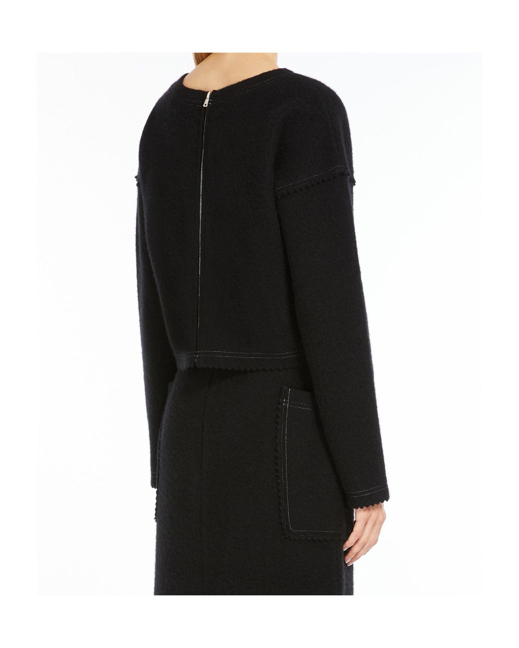 Max Mara Black Zip Detailed Crewneck Jumper