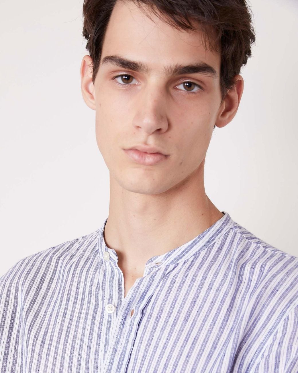 Officine Generale Purple Striped Linen Blend Shirt for men
