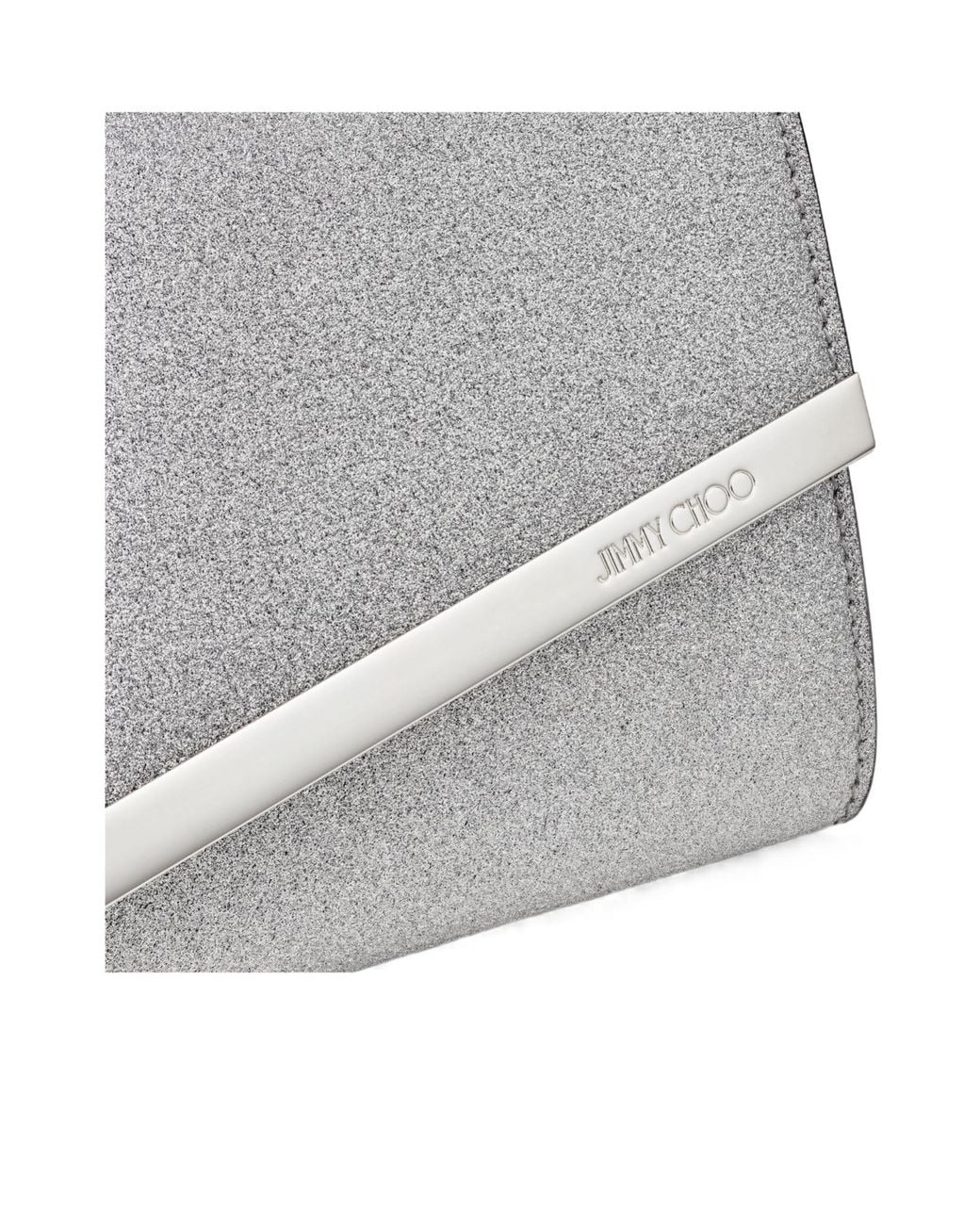 Jimmy Choo Gray Fine Glitter Leather Clutch Bag