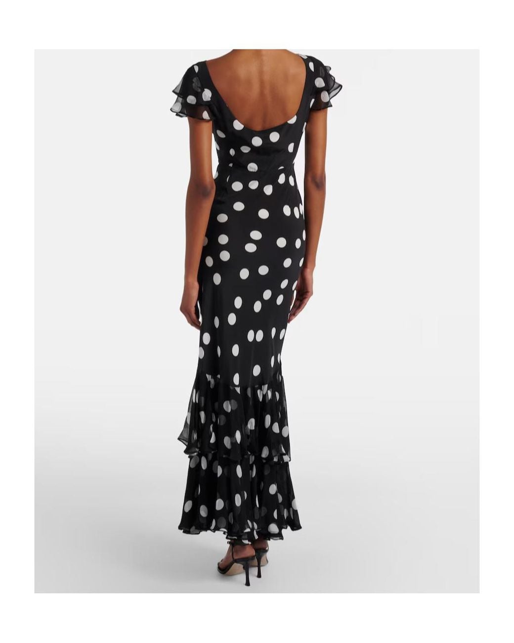 Rixo Black Ordinia Polka Dot Silk Dress