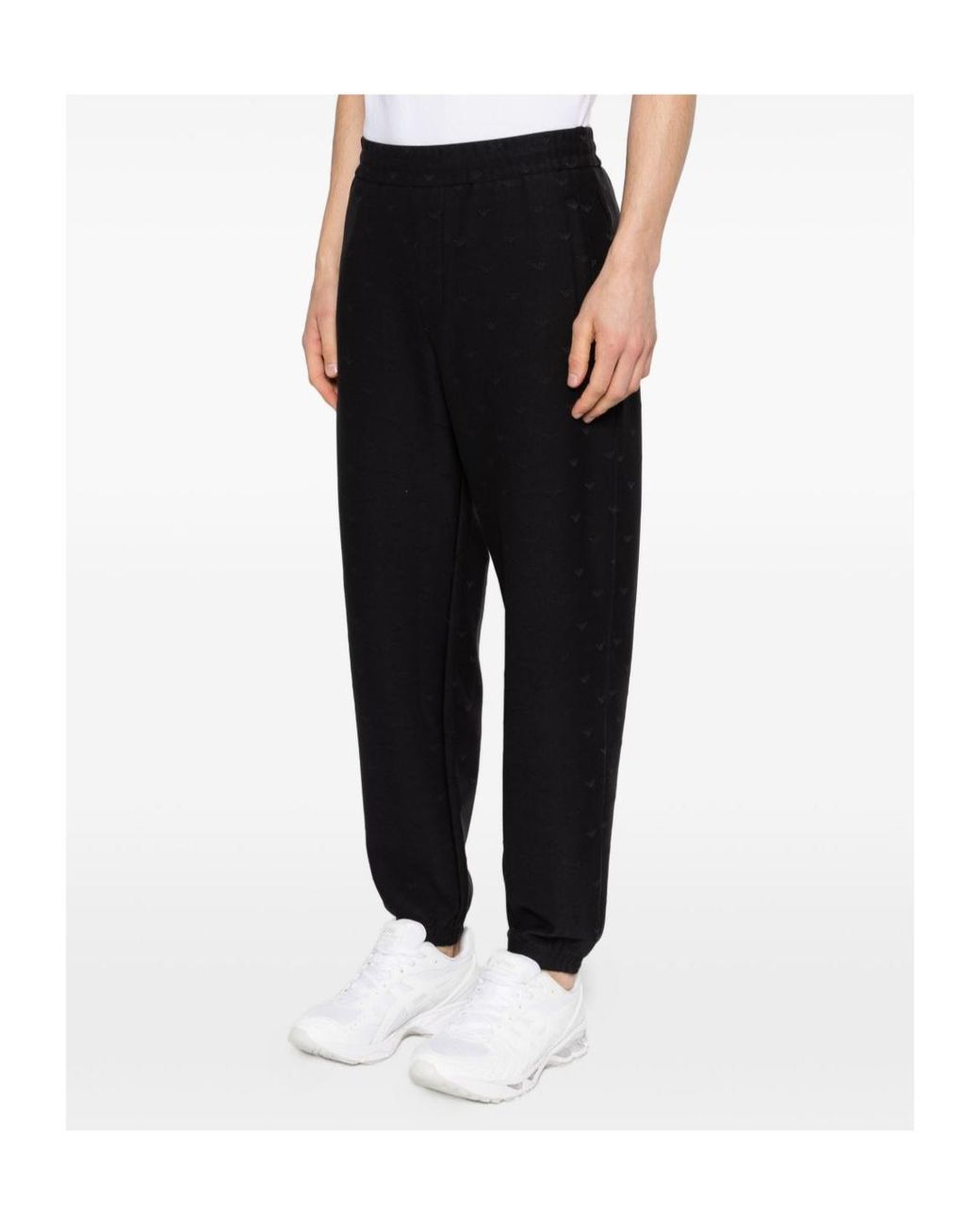 Emporio Armani Black Elastic Waist Sports Pants for men