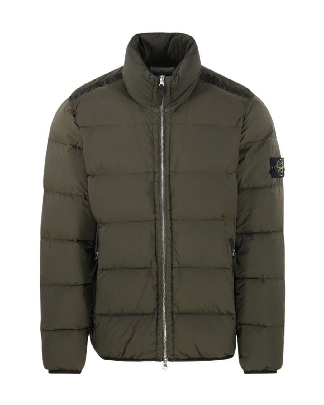 Stone Island Green Compass-Patch Padded Down Jacket for men