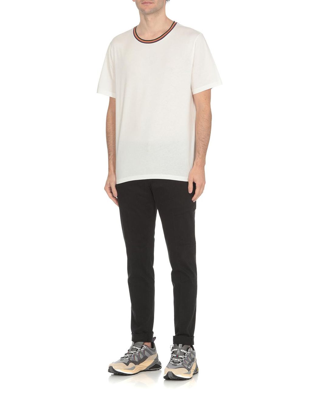 Paul Smith White Artist Stripe Collar T-Shirt for men