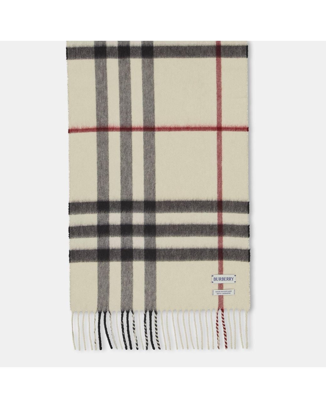 Burberry White Medium-Thickness Scarf With Tassel Trim