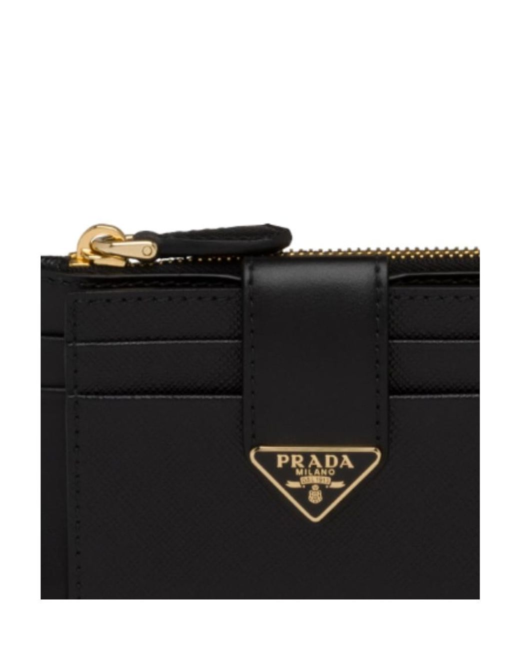 Prada Black Triangle-Logo Zip-Up Wallet