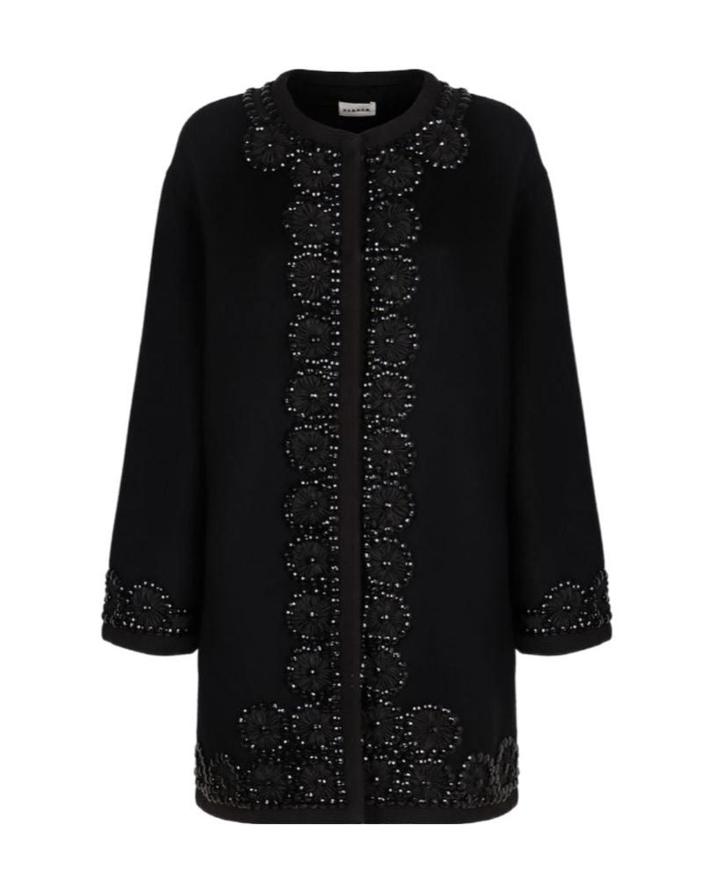 P.A.R.O.S.H. Black Floral-Embellished Coat