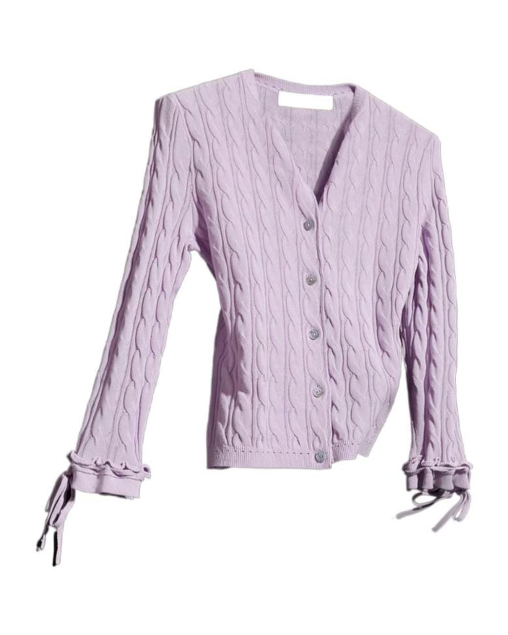 Gucci Purple Braided Cotton Blend Cardigan