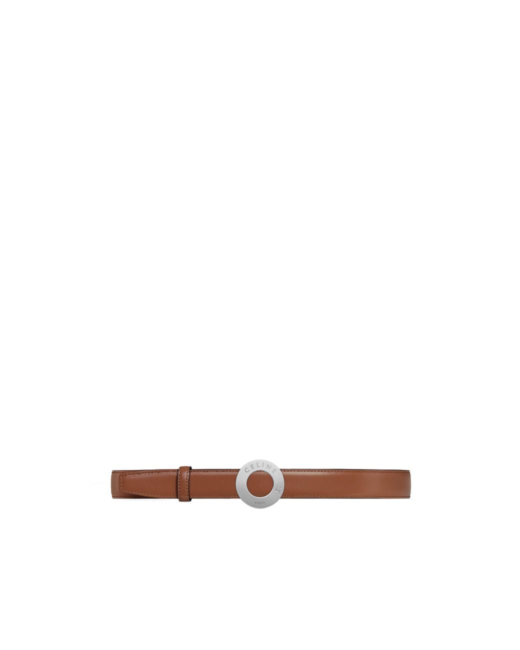 Céline White 25Mm Double-Sided Leather Belt With Disc Buckle