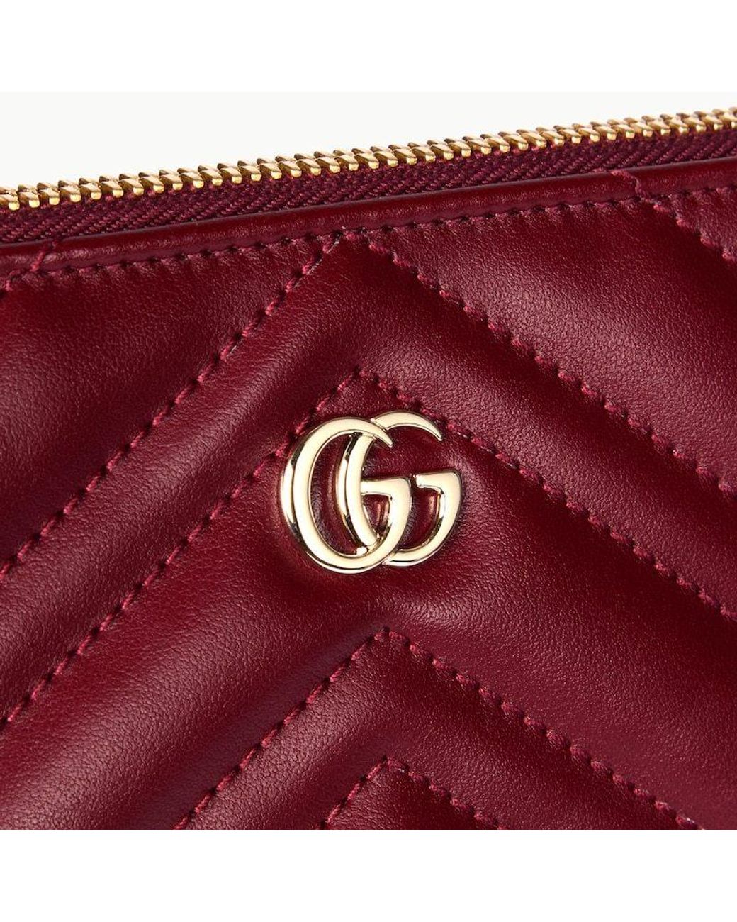 Gucci Red Gg Marmont Pochette With Chain