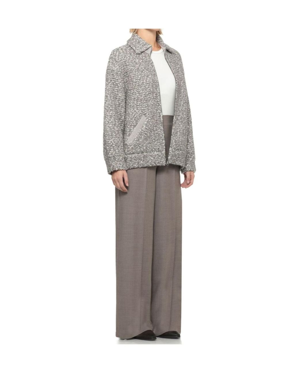 D.exterior Gray Sequined Bomber Jacket