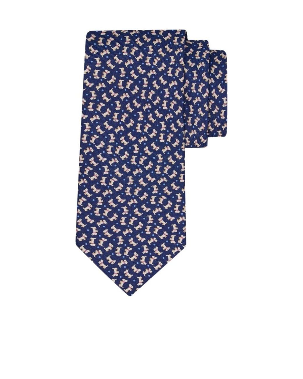 Ferragamo Blue Charlie Print Silk Tie for men