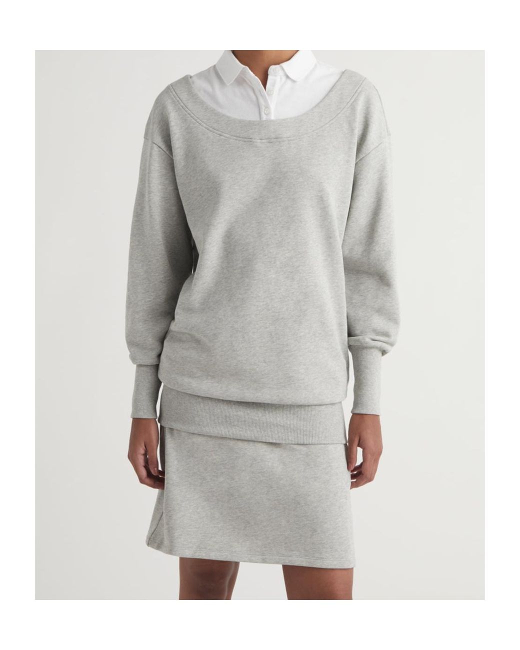 Paloma Wool Gray Belda Layered-Design Long-Sleeve Dress