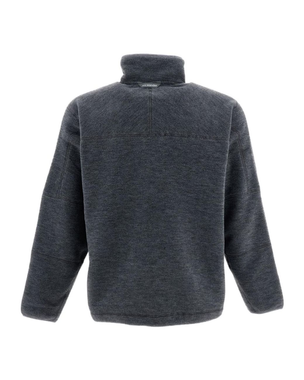 And Wander Blue Fleece-Knit Panelled Sweatshirt for men
