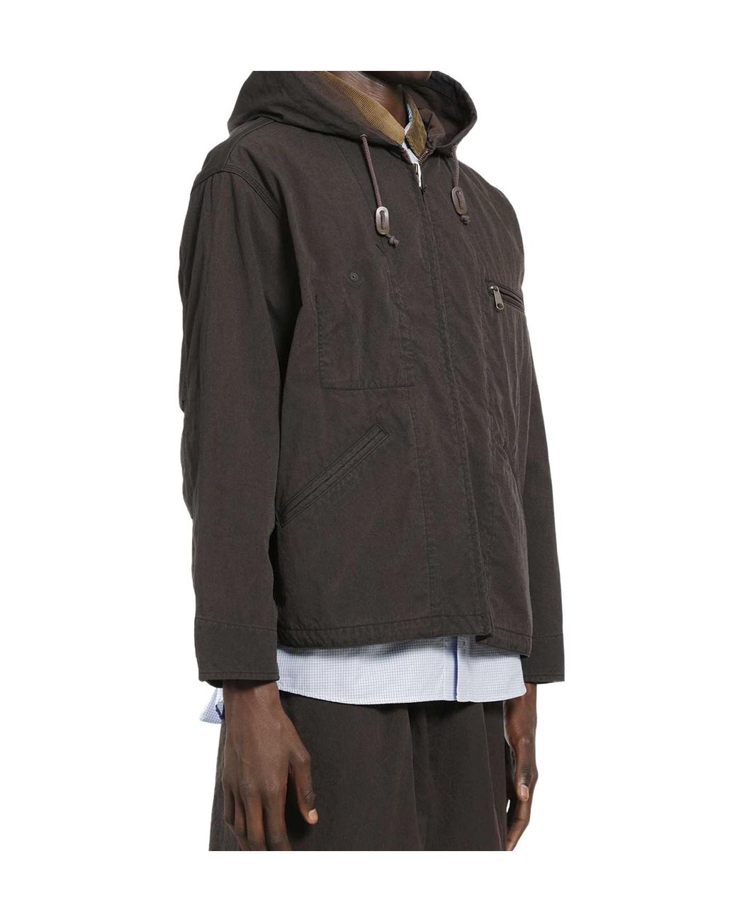 Comme des Garçons Gray Cotton Hooded Jacket for men