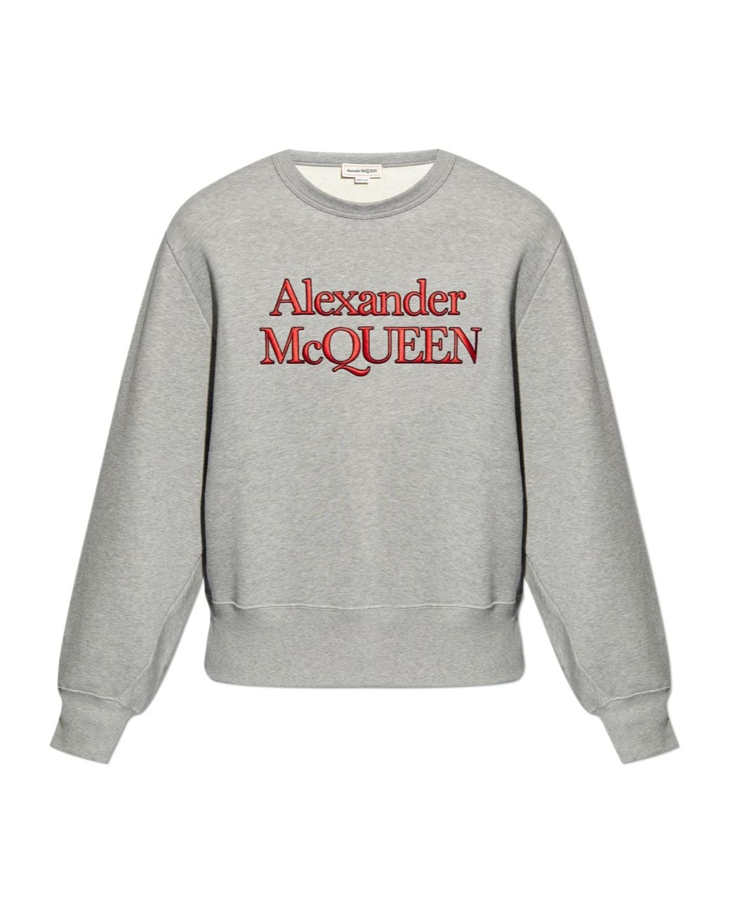 McQueen Gray Logo Embroidered Crewneck Sweatshirt for men