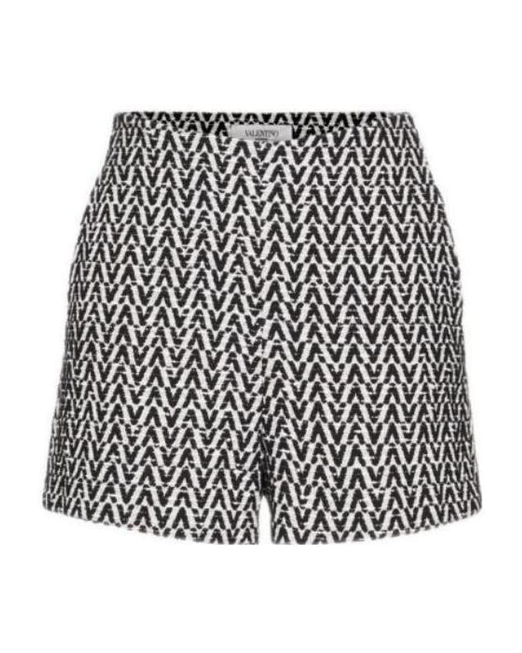 Valentino Black Logo-Jacquard Shorts