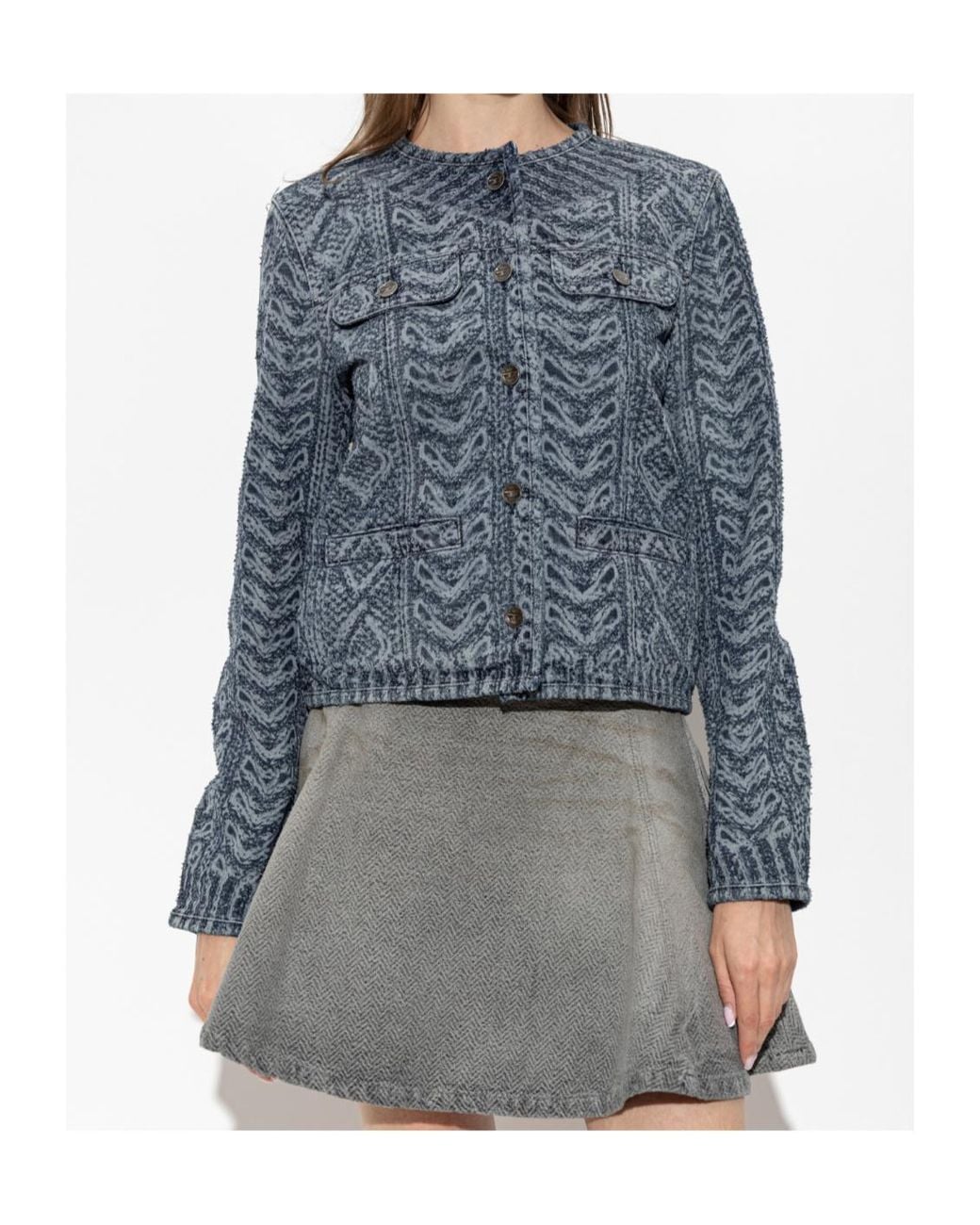 DIESEL Blue De-Grafy Patterned Denim Jacket