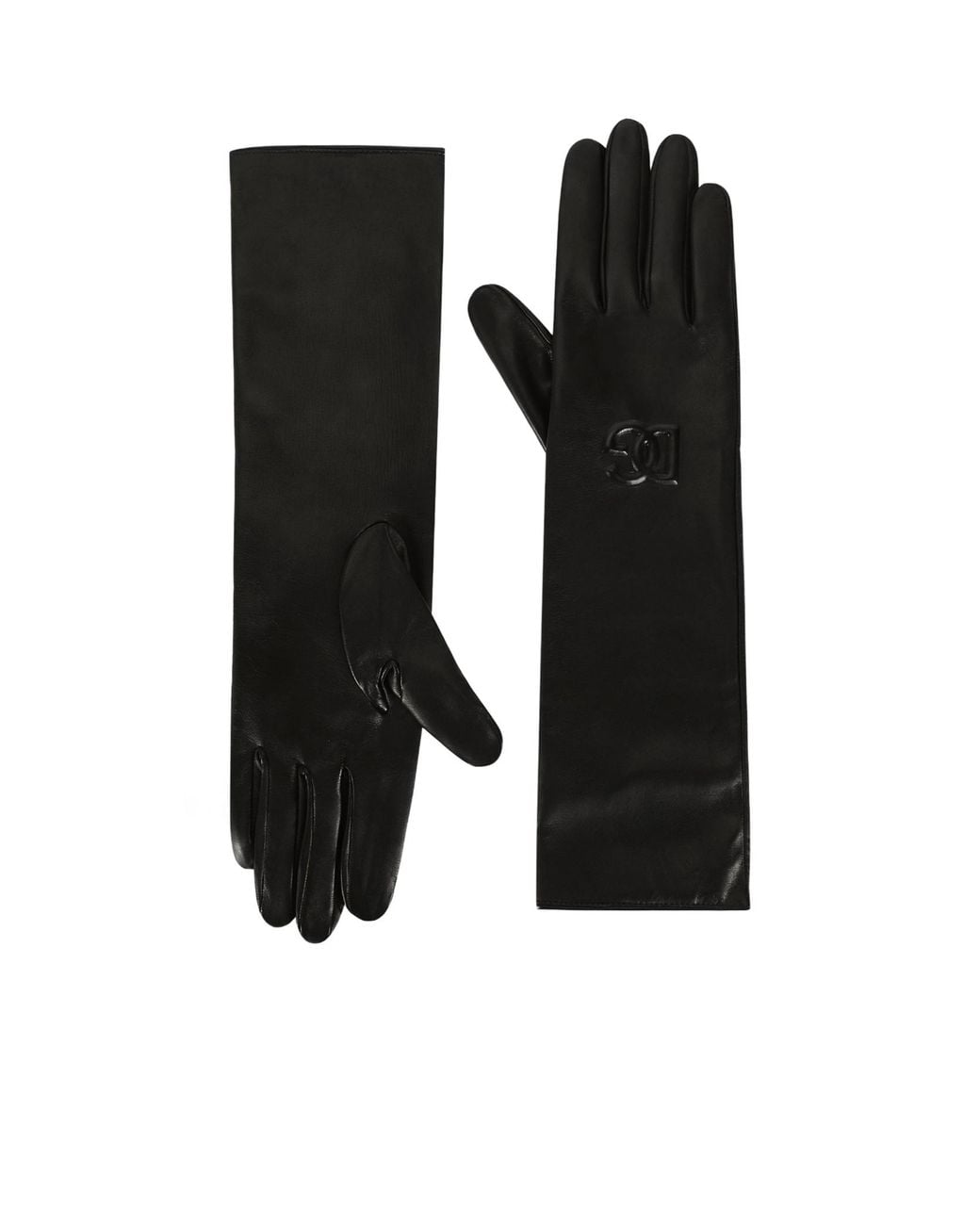 Dolce & Gabbana Black Embossed-Logo Leather Gloves for men
