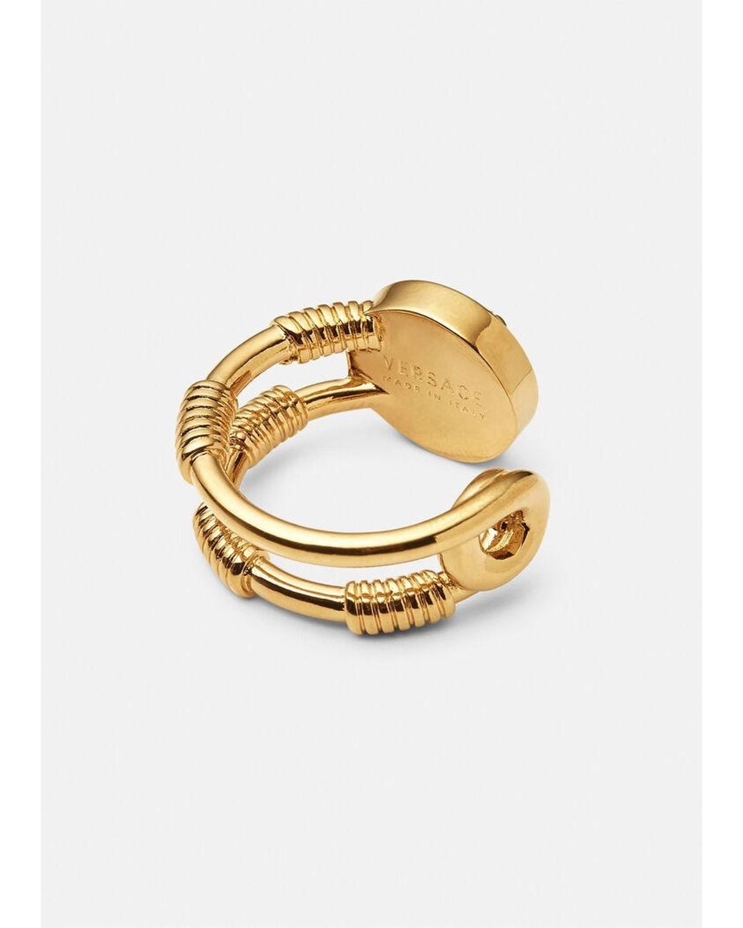 Versace Metallic Safety Pin Ring for men