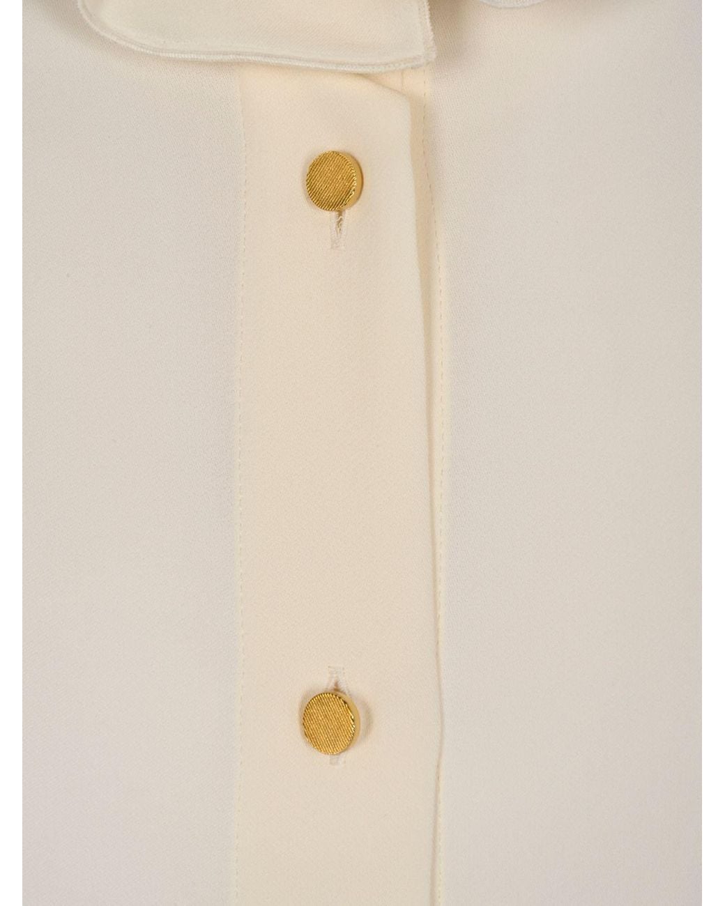 Alberta Ferretti White Ruffled Collar Button Shirt