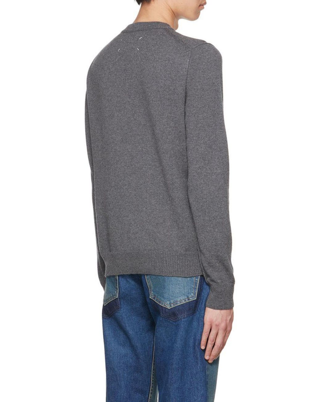 Maison Margiela Gray Signature Four-Stitch Crewneck Jumper for men