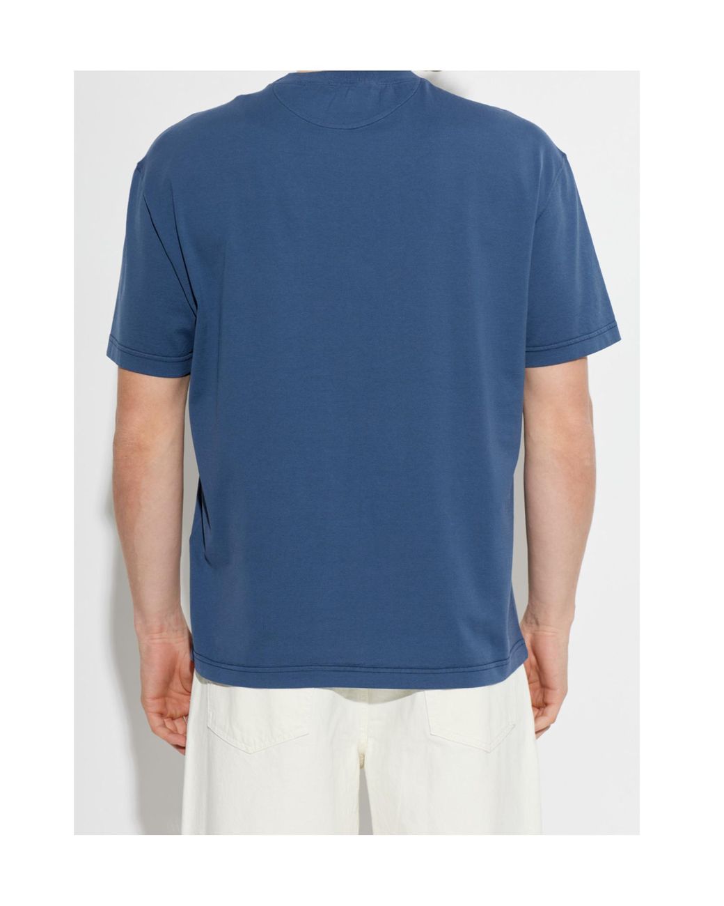 Eleventy Blue Logo Printed Crewneck T-Shirt for men