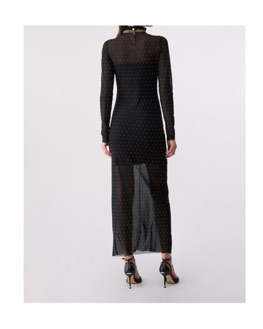Liu Jo Black Sheer Studded Long Dress