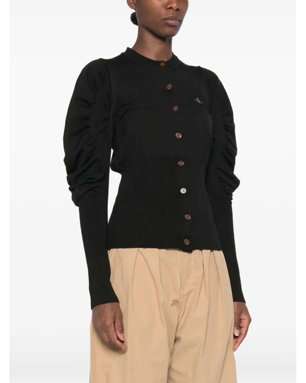 Vivienne Westwood Black Eli Ruched-Sleeve Cardigan