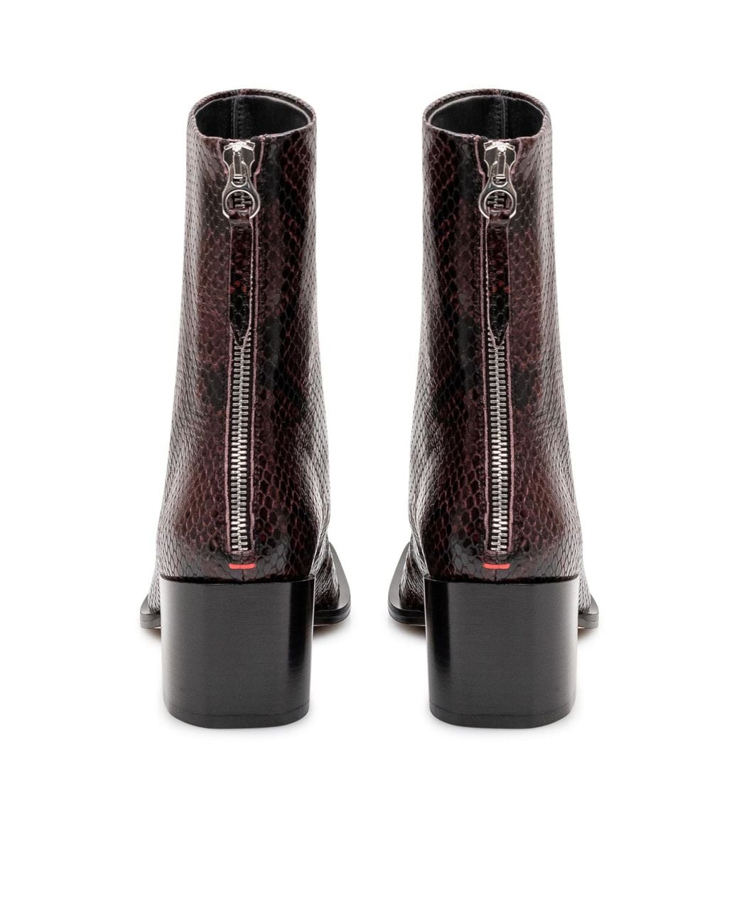 Aeyde Brown Logo Embossed Square Toe Boots