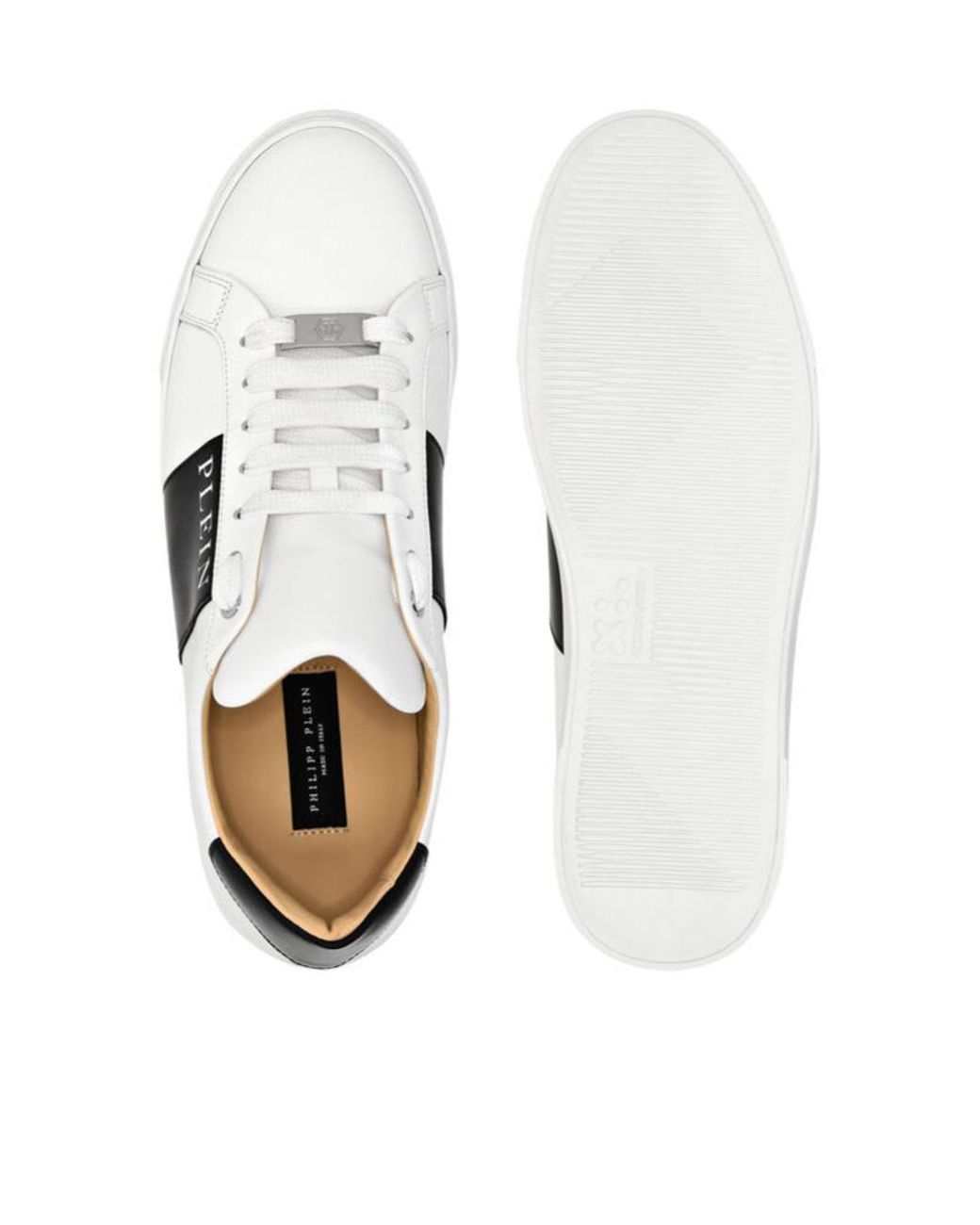 Philipp Plein White Logo-Printed Lace-Up Sneakers