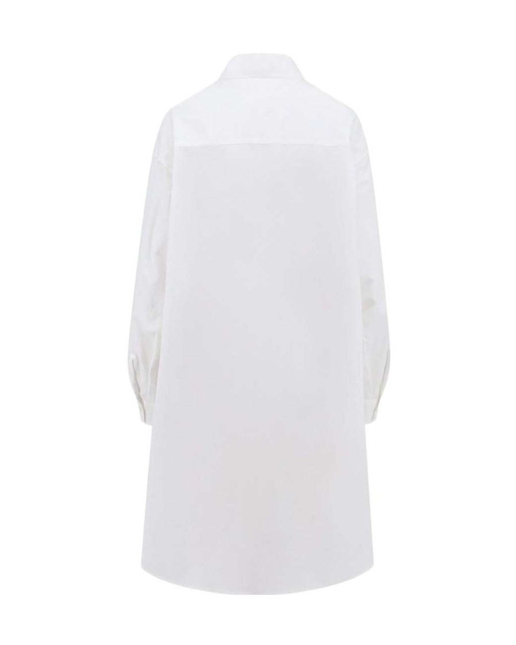 MM6 by Maison Margiela White Logo Printed Midi Shirt Dress