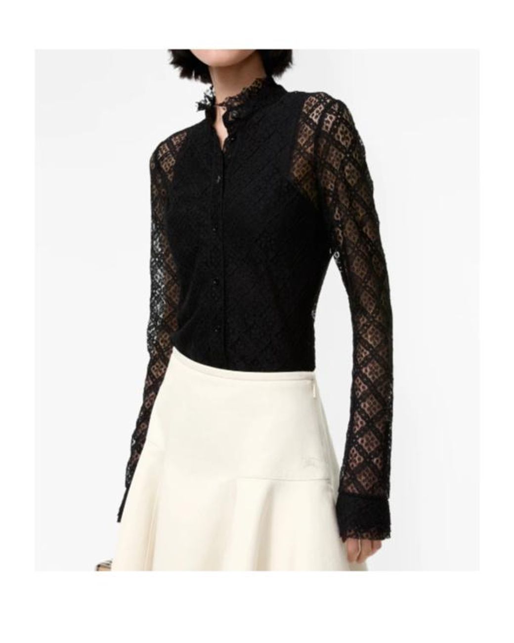 Burberry Black Check Lace Blouse