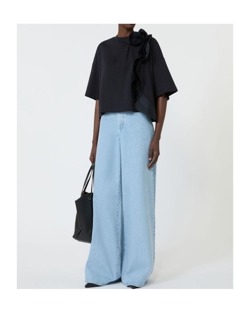 Max Mara Blue Frilly Jersey T-Shirt