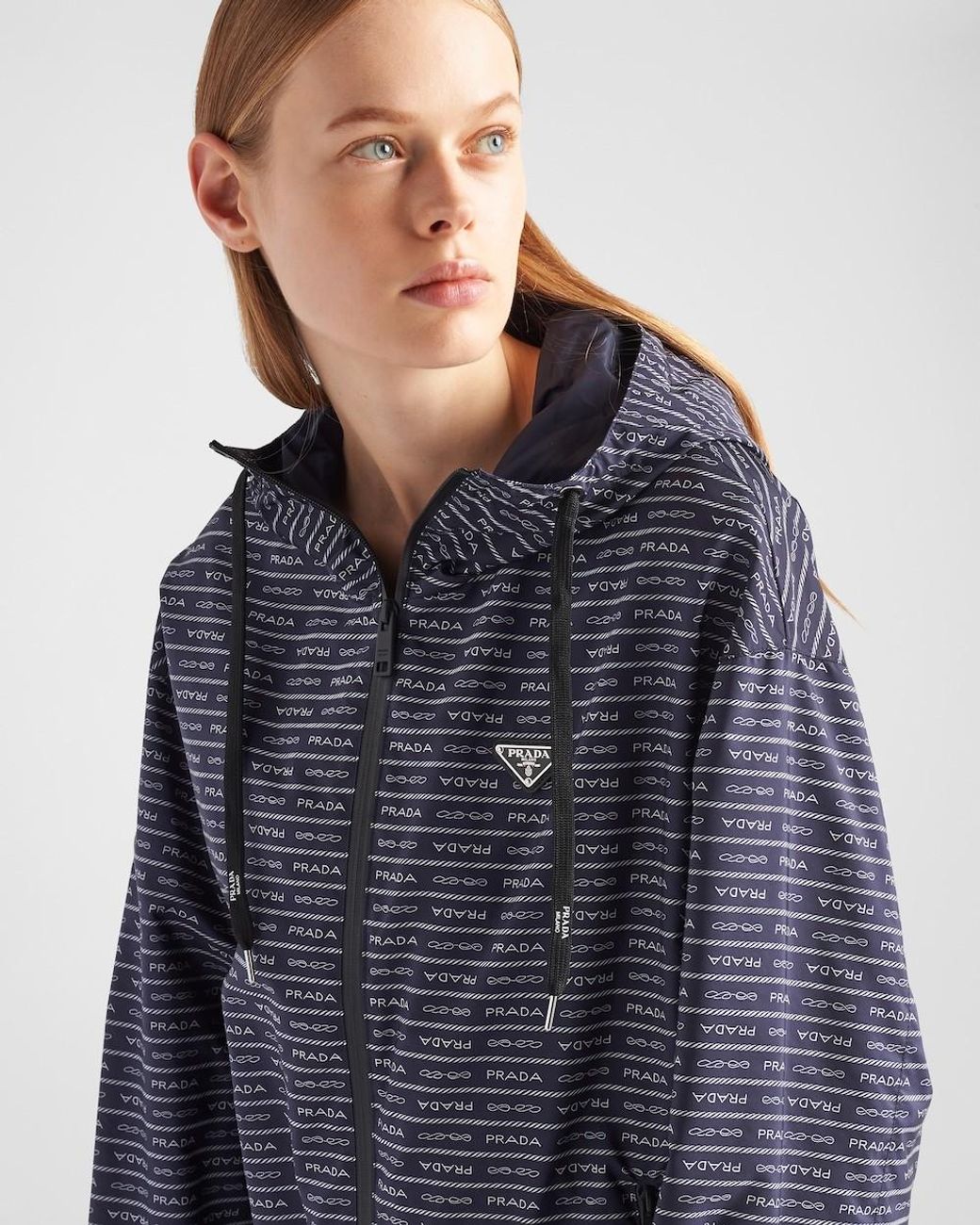 Prada Blue Zippered Casual Jacket