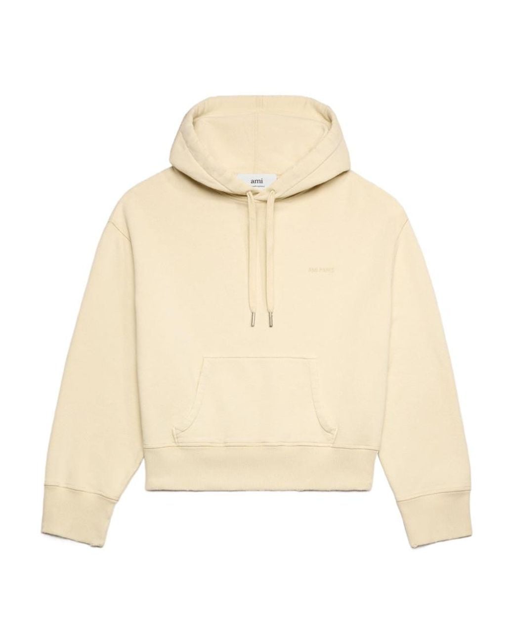 AMI Natural Ami Logo Embroidered Drawstring Hoodie for men