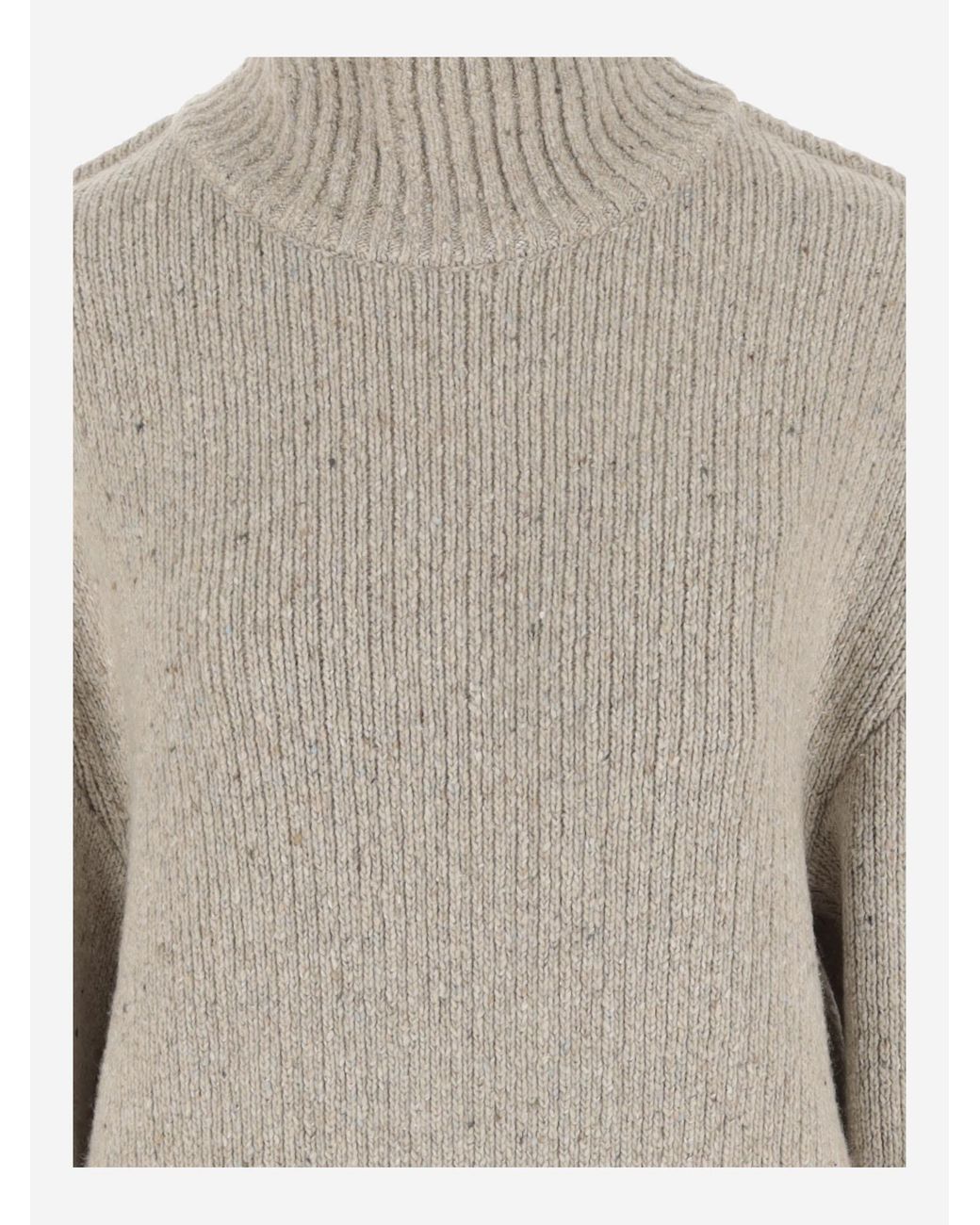Bottega Veneta Natural High Neck Ribbed Jumper