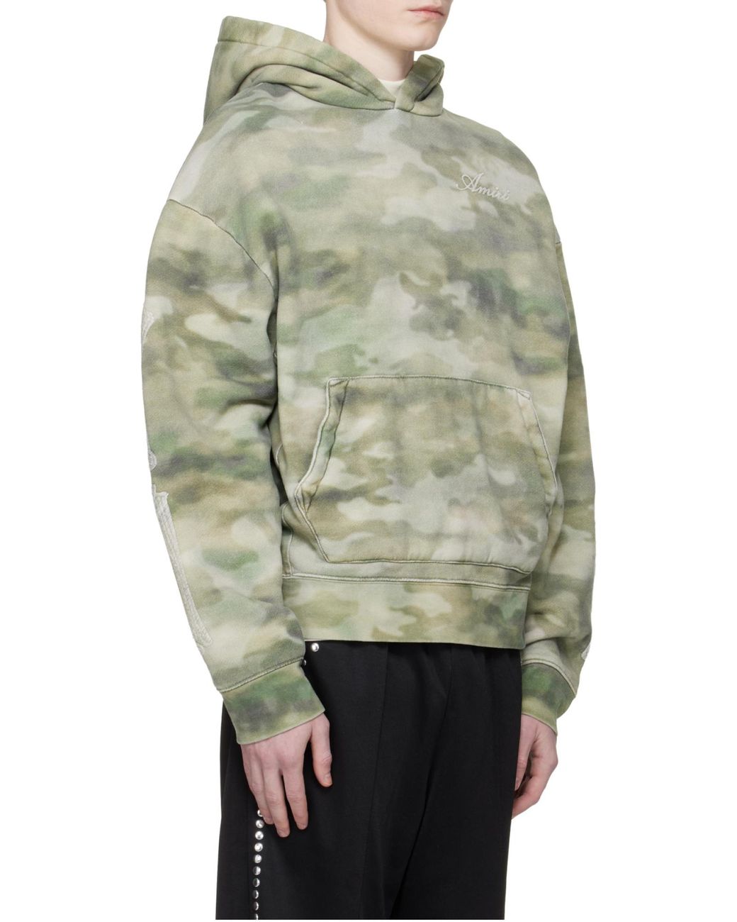 Amiri Green Long Sleeve Logo Detail Hoodie for men
