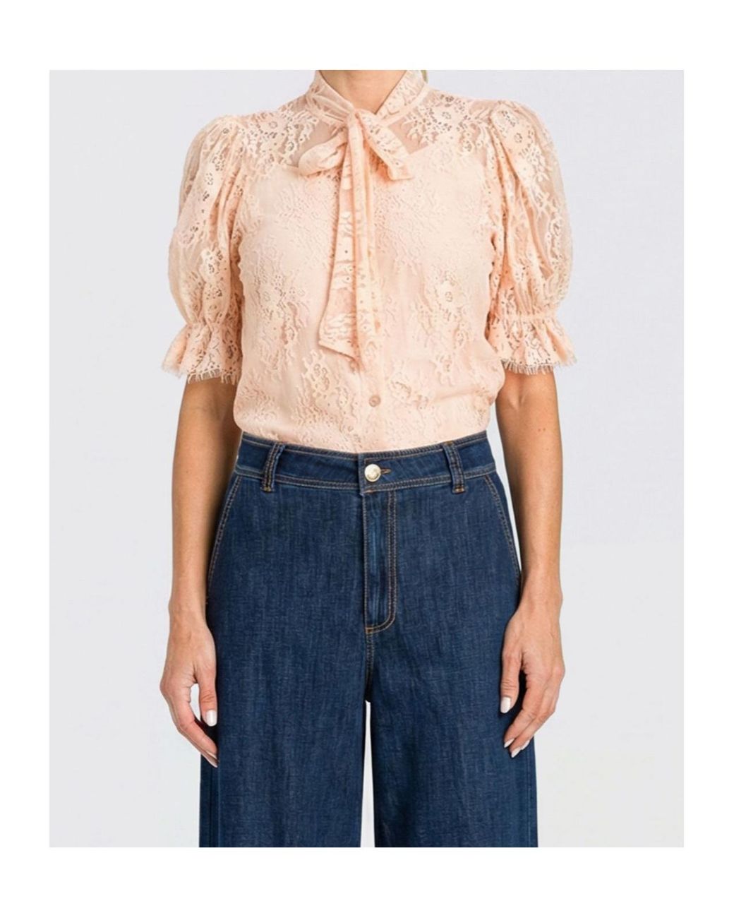 Twinset Natural Lace Bow Shirt