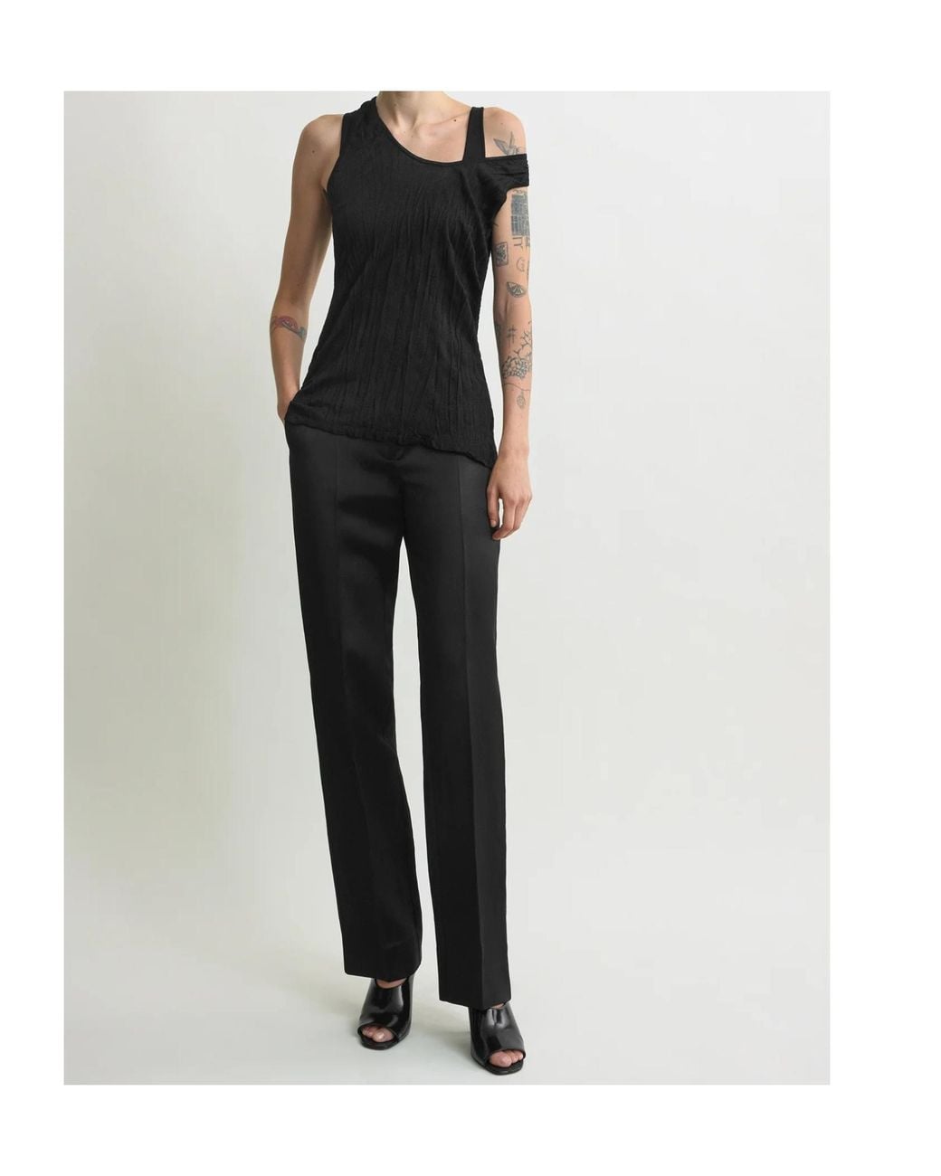 Totême  Black Totême Crinkled Knitted Tank Top