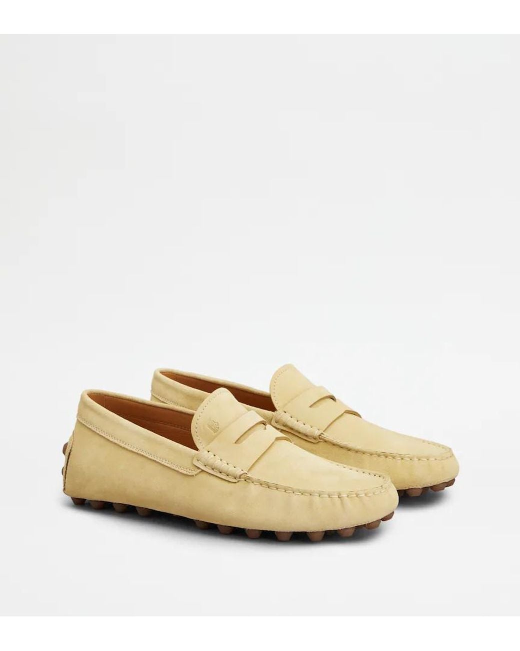 Tod's Natural Gommino Bubble Leather Loafers for men