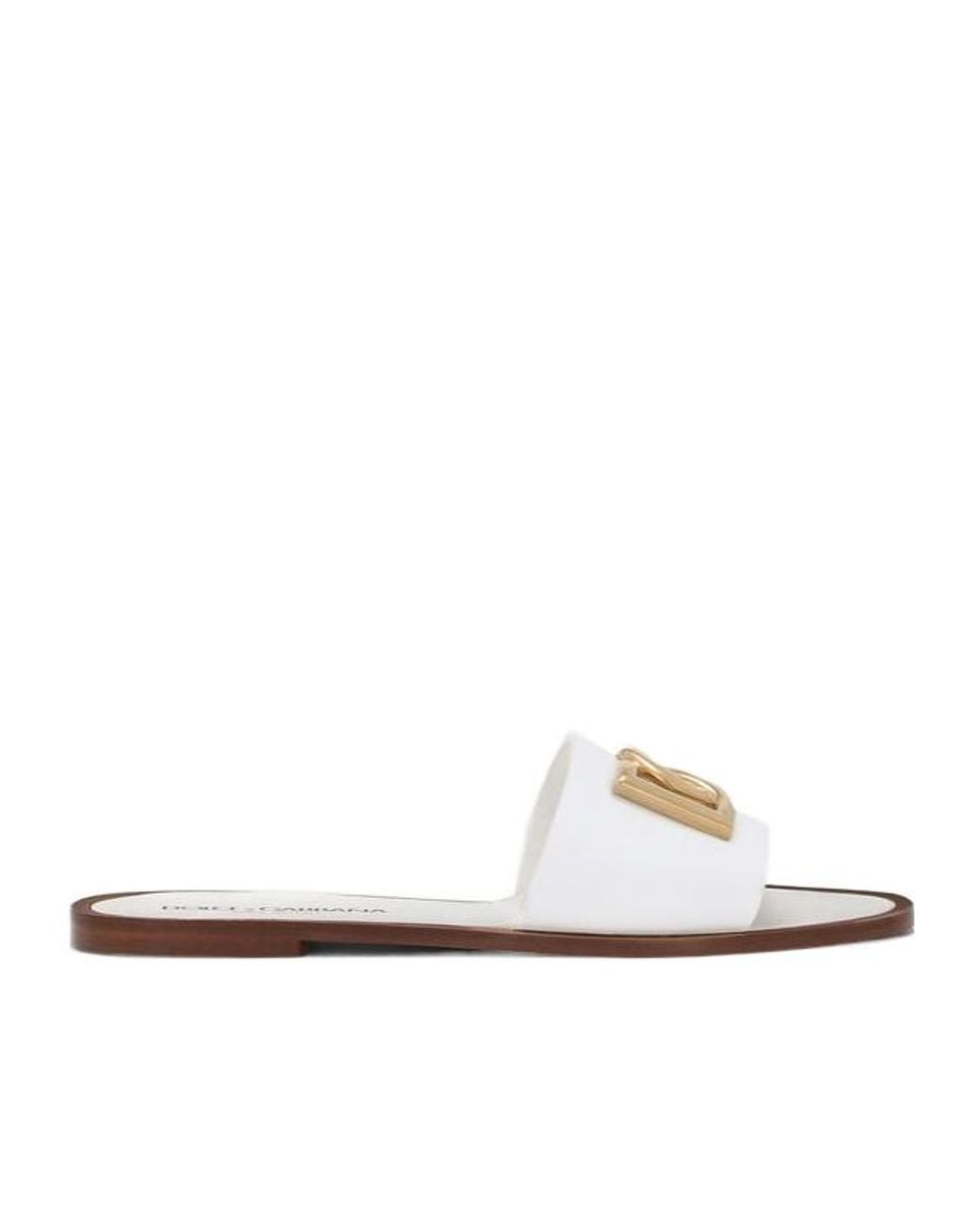 Dolce & Gabbana White Dg Logo Lettering Sliders