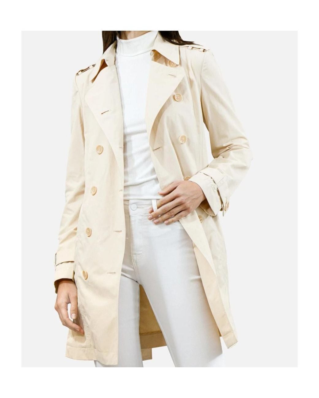 Armani Jeans Natural Double-Breasted Medium Long Windbreaker