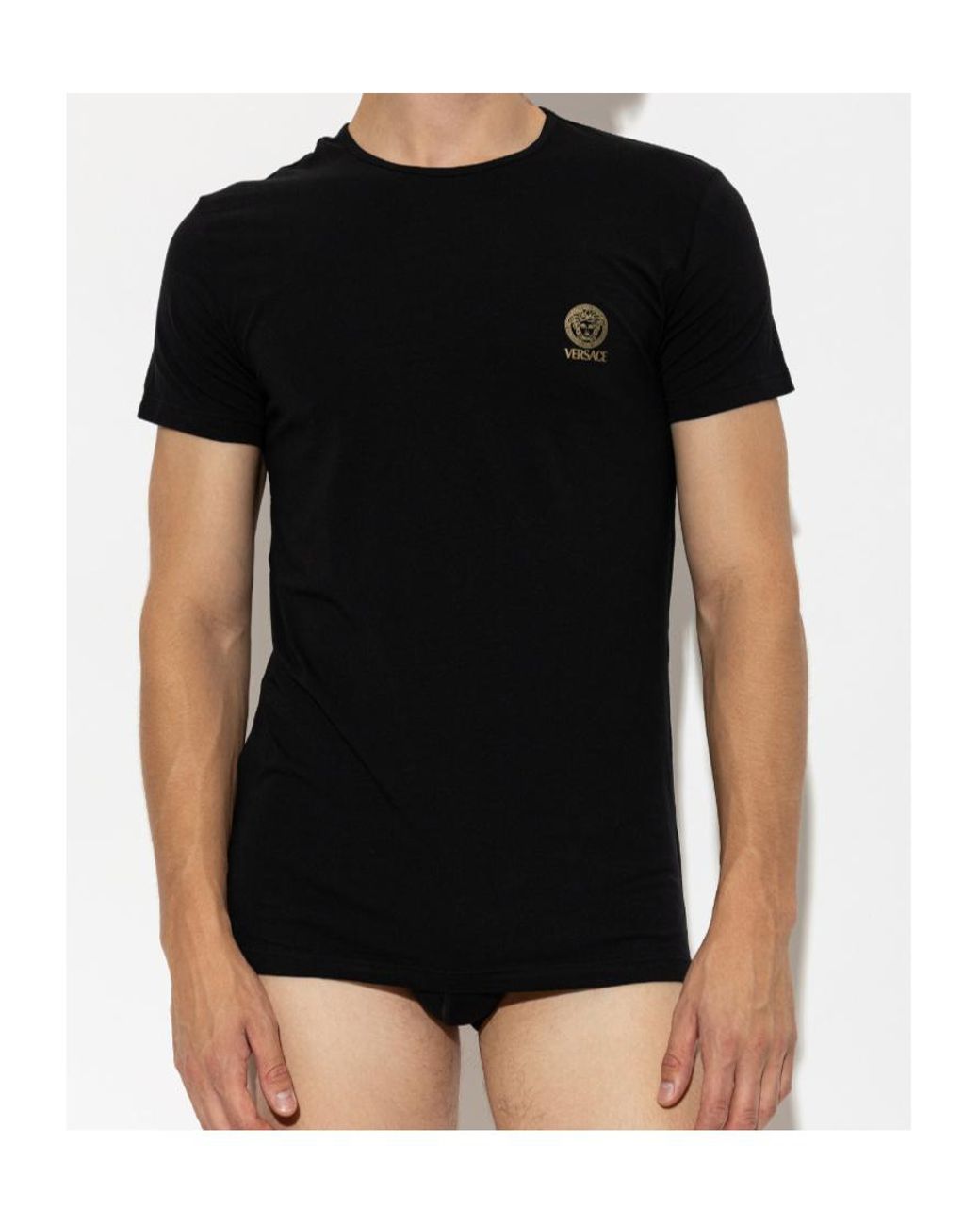 Versace Black Logo-Printed Two-Pack T-Shirts for men