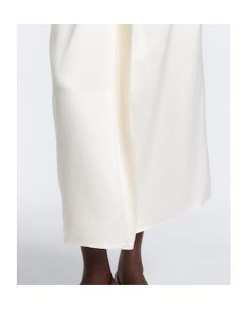Rohe White Gathered Satin Midi Skirt