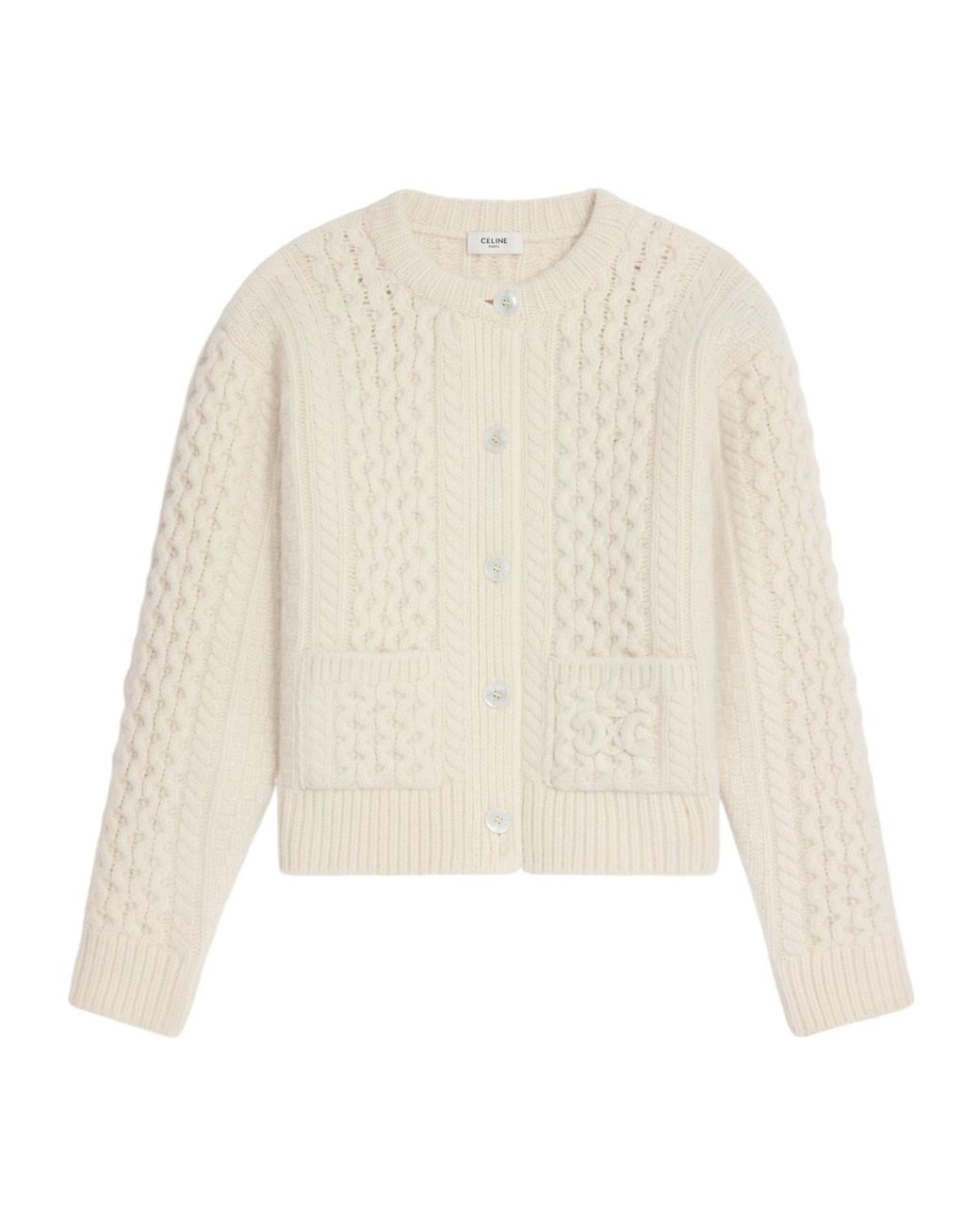Céline White Triomphe Cardigan