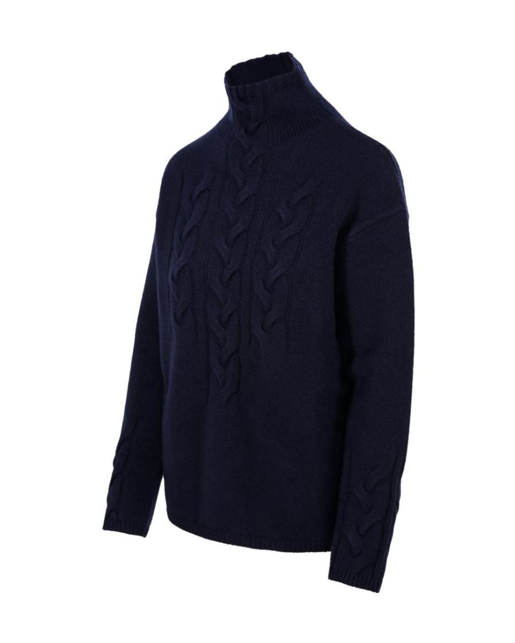 Max Mara Blue High-Neck Long-Sleeved Sweater