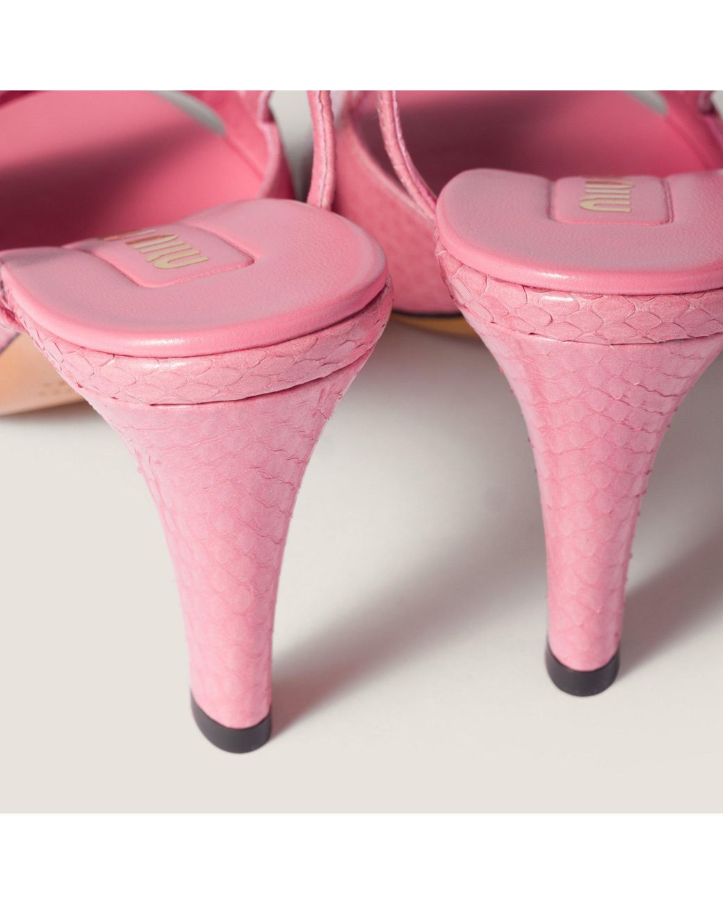 Miu Miu Pink Embossed Slingback Sandals