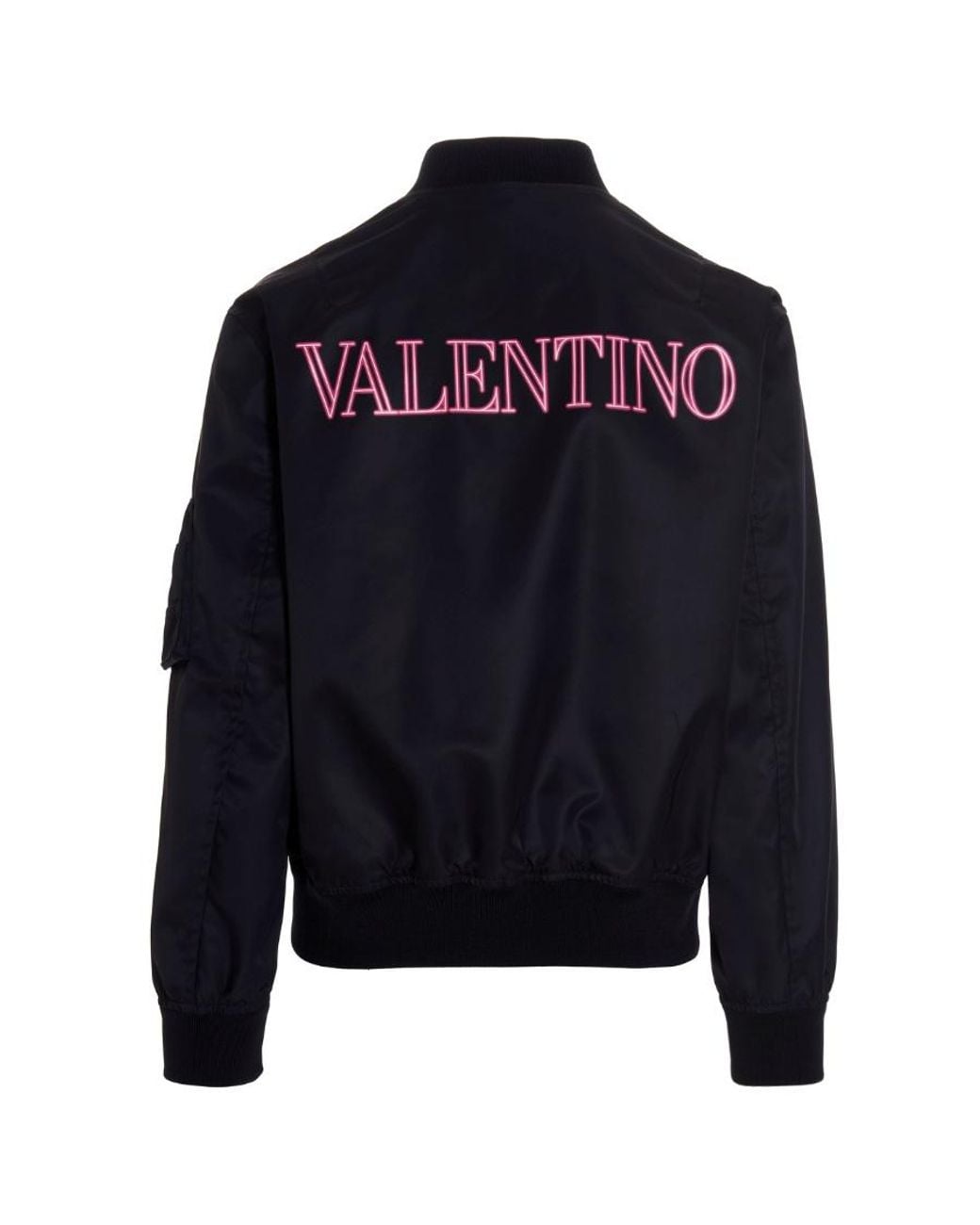 Valentino Blue Logo Printed Zipped Bomber Jacket for men